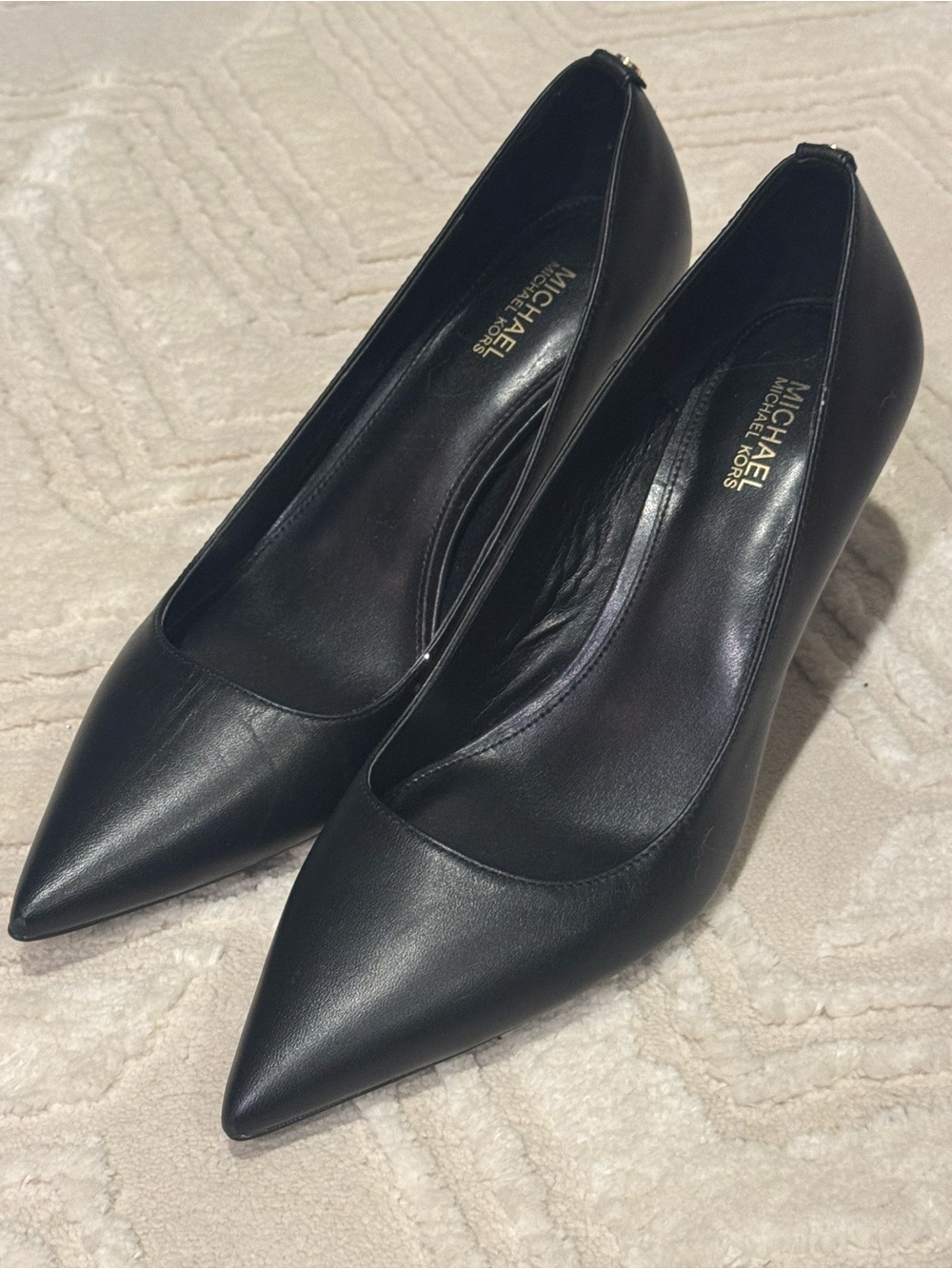 Michael Kors Sleek Black Pointed-Toe Leather Pumps